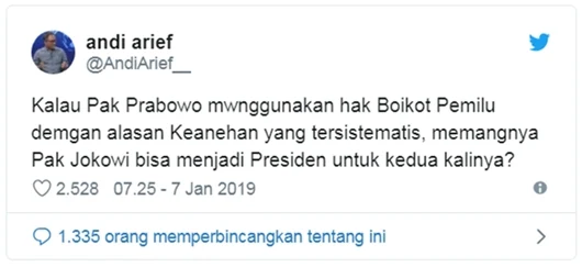 Cium Keanehan, Andi Arief Sarankan Prabowo Boikot Pilpres