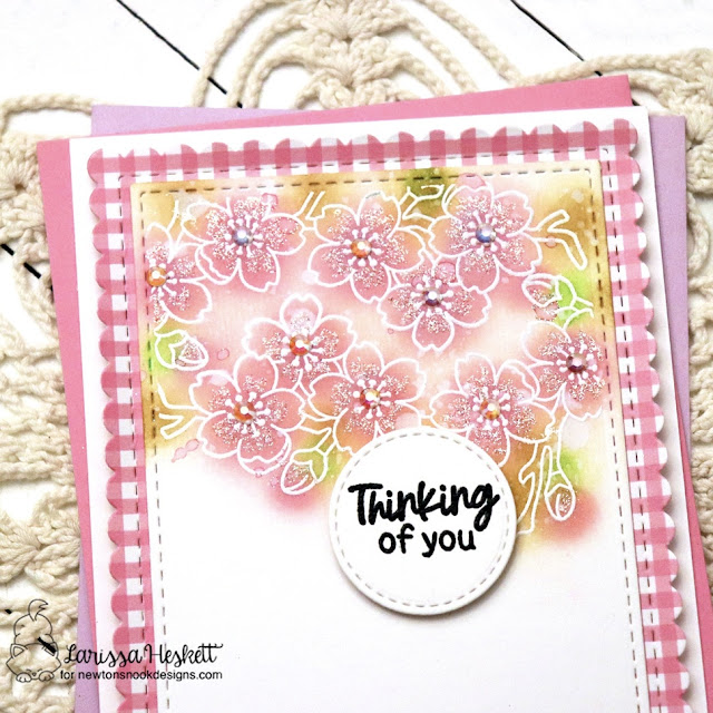 Cherry Blossoms Card by Larissa Heskett | Cherry Blossoms Stamp Set, Frames & Flags Die Set, Basic Frames Die Set, Circle Frames Die Set and Pastel Basics Paper Pad by Newton's Nook Designs #newtonsnook #handmade