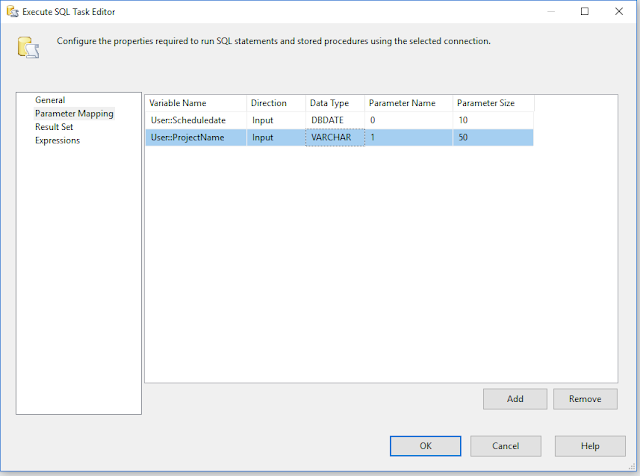 SSIS SQL Task Editor Parameter Mapping