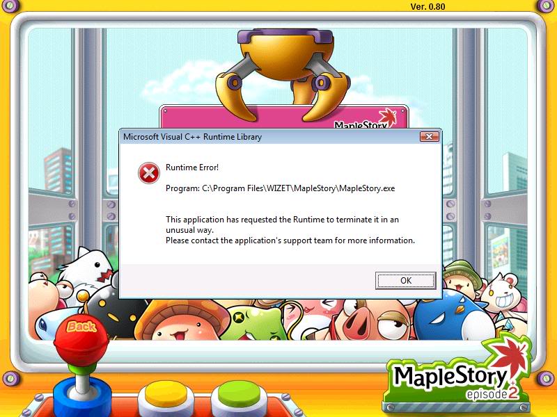 Maplesecrets Imba And Crazy Rich Maplesea Legend Microsoft Visual C Runtime Error Maplestory Abnormal Program Termination