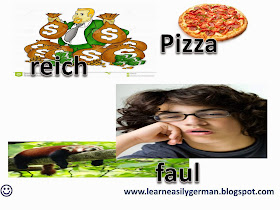 بيتزا، كسول، غني.jpg, pizza, reich, faul, German vocabulary Deutsch Wortschatz