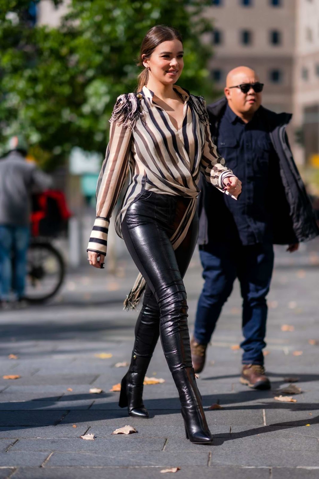 Hailee Steinfeld female celebrity high street style fashion in New York City