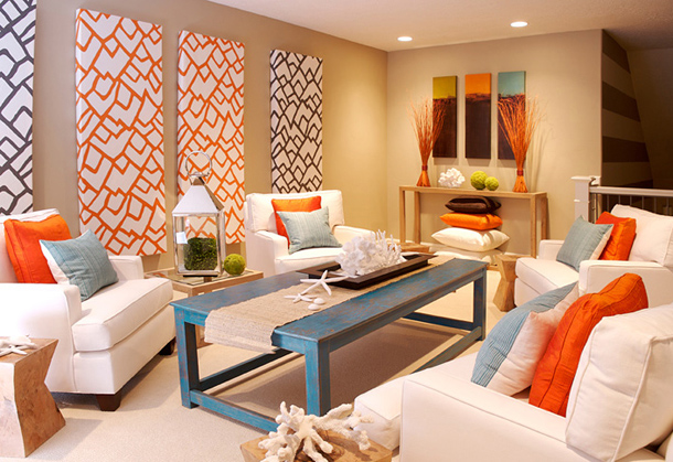 Seaside Interiors: Blue and Orange Color COMBO
