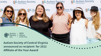 Autism Society of Central Virginia announced as recipient for 2022 Affiliate of the Year Award from Autism Society photo with logo