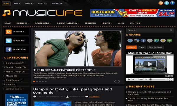 MusicLife Blogger Template