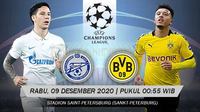 Prediksi Zenit St. Petersburg Vs Borussia Dortmund, Rabu 09 Desember 2020 Pukul 00.55 WIB @ SCTV