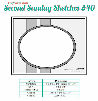 Second Sunday Sketches card sketch challenge graphic #40 with measurements