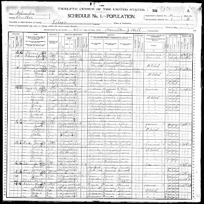 1900 Census record for Louis Cohen family, Butler Co, NE