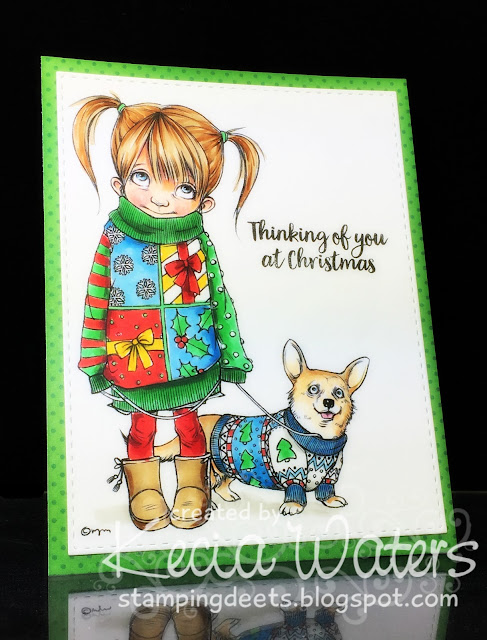 Mo's Digital Pencil, Kecia Waters, Copic markers, corgi, ugly sweaters, Christmas