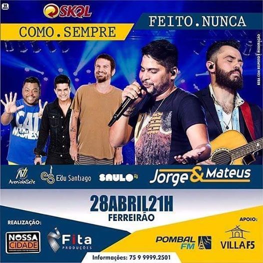 JORGE & MATEUS SE APRESENTAM PELA PRIMEIRA VEZ EM RIBEIRA DO POMBAL