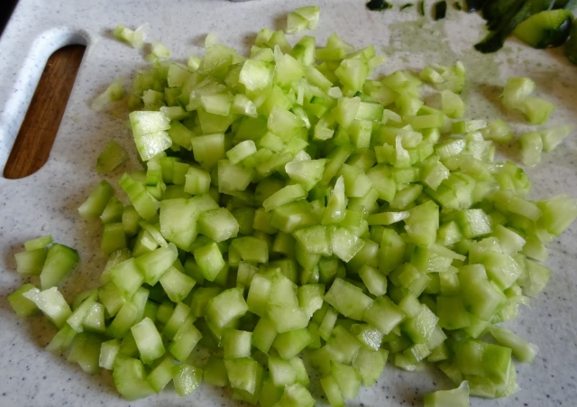 Chilled avocado and cucumber soup by Laka kuharica: peel and seed the cucumber