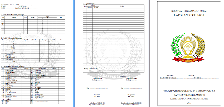 Contoh Buku Laporan Karuga Rutan Kotabumi