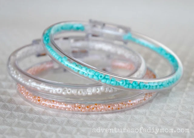 clear bracelets with seed beads