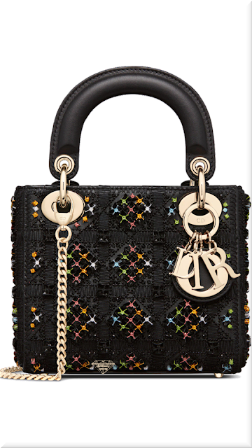 ♦Lady Dior small black cannage embroidered bag with multicolor threads sequins strass #brilliantluxury