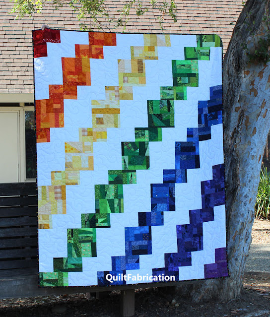 full view of the Rainbow Celilo quilt by QuiltFabrication