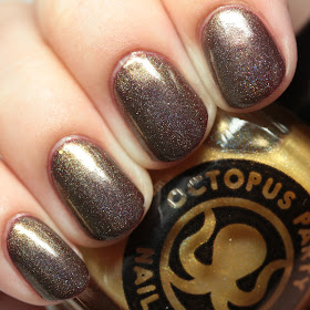 Octopus Party Nail Lacquer The Midas Touch over Red Blood Sells