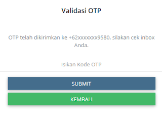 input kode OTP Login Webreport Kios Pulsa
