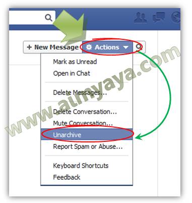  Gambar: Mengembalikan arsip pesan kembali ke inbox faceboook