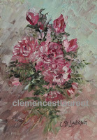 Comforting you, 7 x 5 spray of red roses painting by Clemence St. Laurent