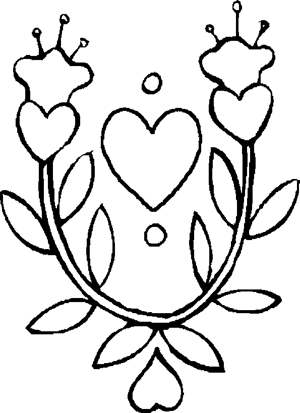 Printable Valentine coloring page, hearts with wings.