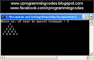 Output of pascal triangle C program