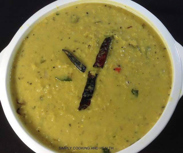 Masoor dal ( Red Lentil) with coconut milk with added tempering.