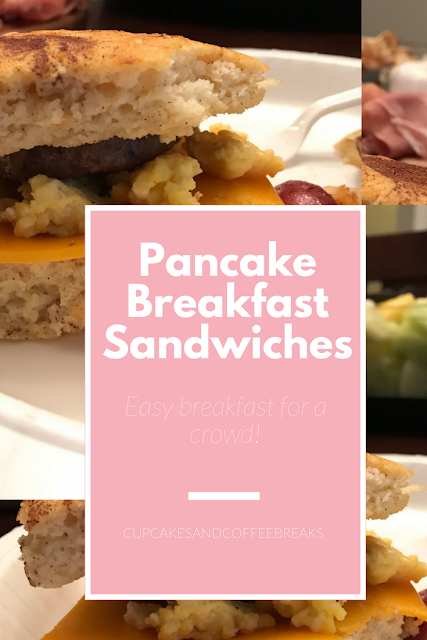 Cooking breakfast or brunch for a crowd is easy with these sheet pancake breakfast sandwiches!