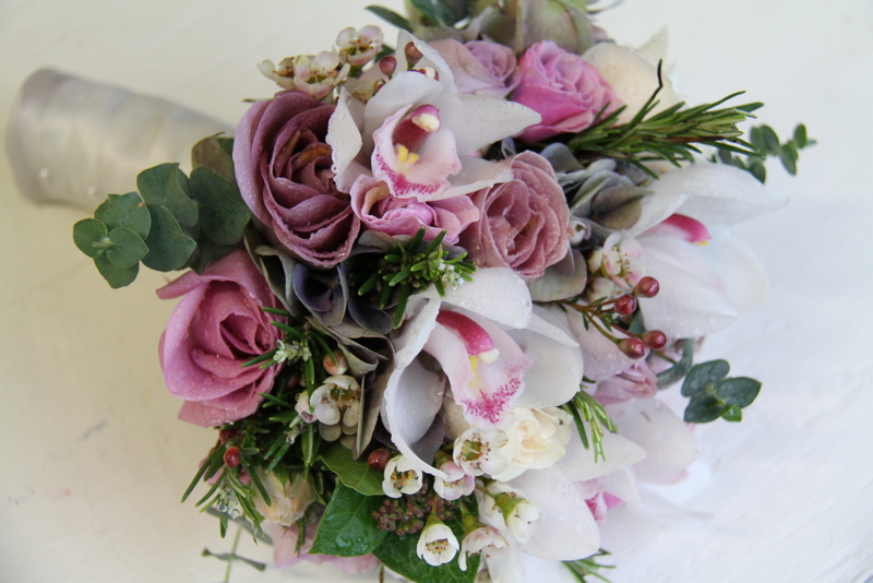 Gorgeous Winter Vintage Wedding Bouquet Matching Groom's Boutonniere