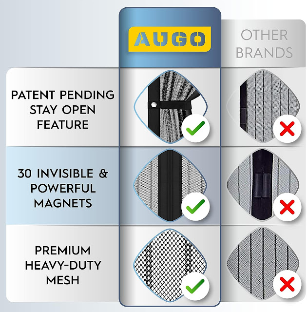 AUGO Magnetic Self Sealing, Heavy-Duty Screen Door Mesh