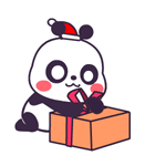 emoticones de panda con arbol navideño