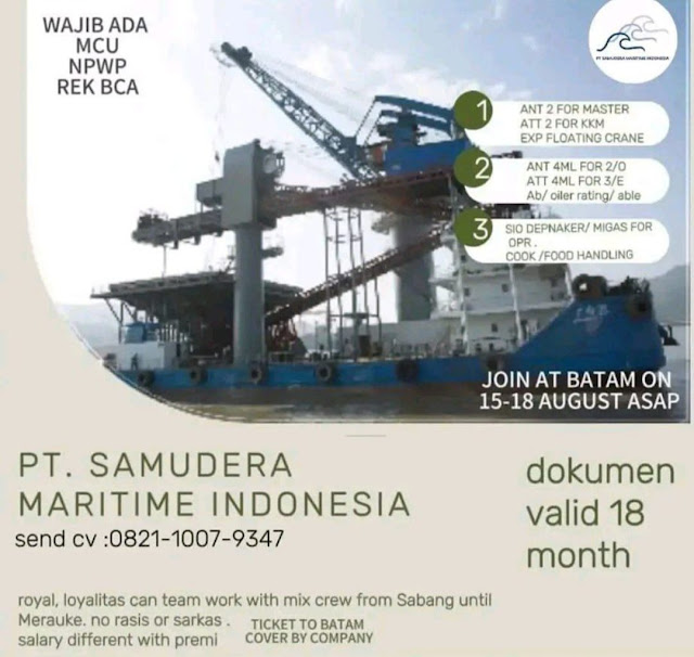 Lowongan Kerja Samudera Maritime Indonesia Agustus 2023