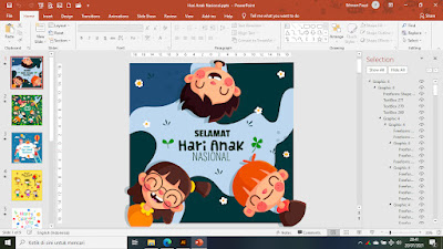 Template PowerPoint (PPT) Gambar Ucapan Selamat Hari Anak Nasional | GRATIS... Siap Pakai Tinggal Edit
