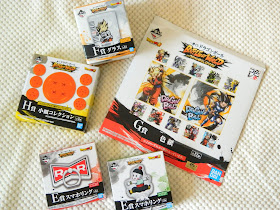 A selection of prizes won in a Dragon Ball ichiban kuji