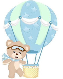 Baby Bear Flying in Balloon Free Printable Cake Toppers.