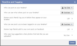 Privacy settings of Facebook