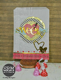 SRM Stickers Blog - Valentine Treat Bgs by Cathy H. - #valentine #treatbags #doilies #twine #glassine #kraft #stickers #love
