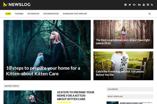 Free Download TrendNewsLog Blogger Template