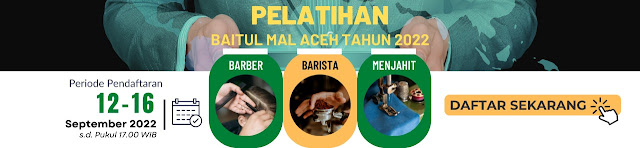 Pendaftaran Peserta Pelatihan Baitul Mal Aceh Tahun 2022