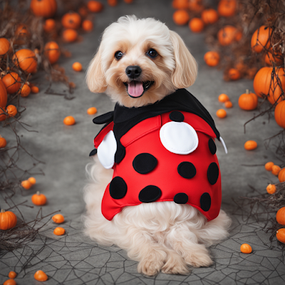 ladybug dog costume, halloween dog costume,