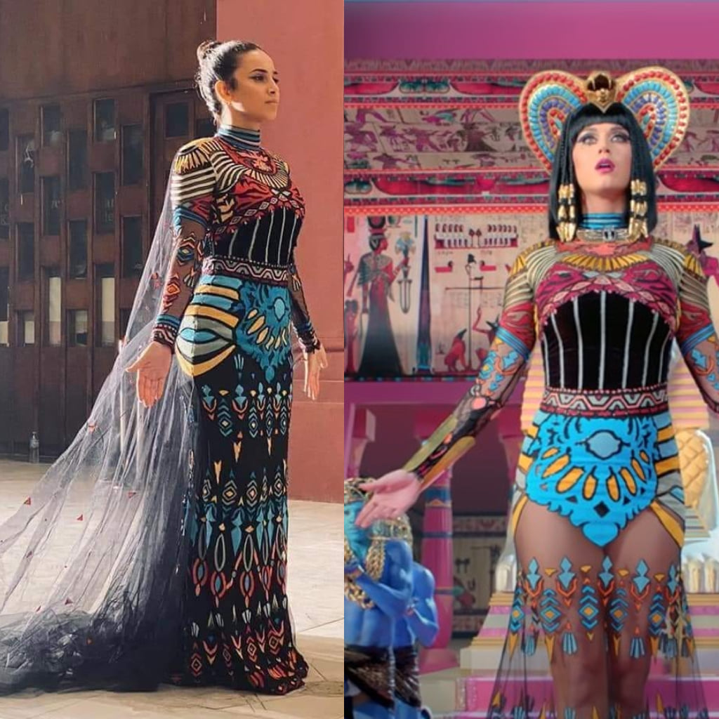 The parade costumes for transporting mummies to the Museum of Civilization was inspired by Katie Perry