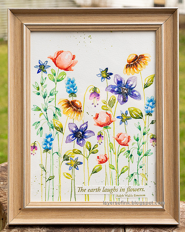 Layers of ink - Watercolor Floral Garden no-line coloring tutorial by Anna-Karin Evaldsson.