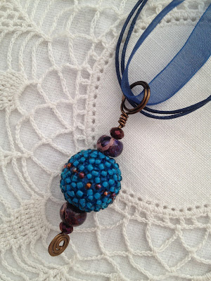 Beaded bead pendant  by Karen Williams