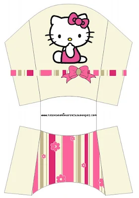 Hello Kitty with Flowers, Free Printable Fries Box. 