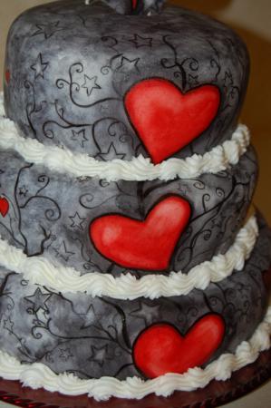 Goth Style Wedding Cake Three tier Tim Burton inspired tattoo art wedding 