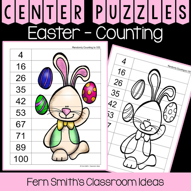 You will love these easy to prep colorful Easter Counting Puzzles. All puzzles come in black and white copy masters for many multiple exciting uses: seatwork, homework, guided practice, center work, OT practice, small group, RTI, tutoring, morning work, etc. as well. #FernSmithsClassroomIdeas