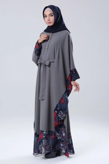 49 Model Baju Muslim Terbaru Dan Terupdate - Baju gamis batik kombinasi polos