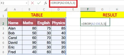 How to Use Excel Drop and Take Formula in Hindi