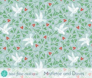 Spoonflower Ditsy Mistletoe design challenge - my Mistletoe and Dove design by Hazel Fisher Creations