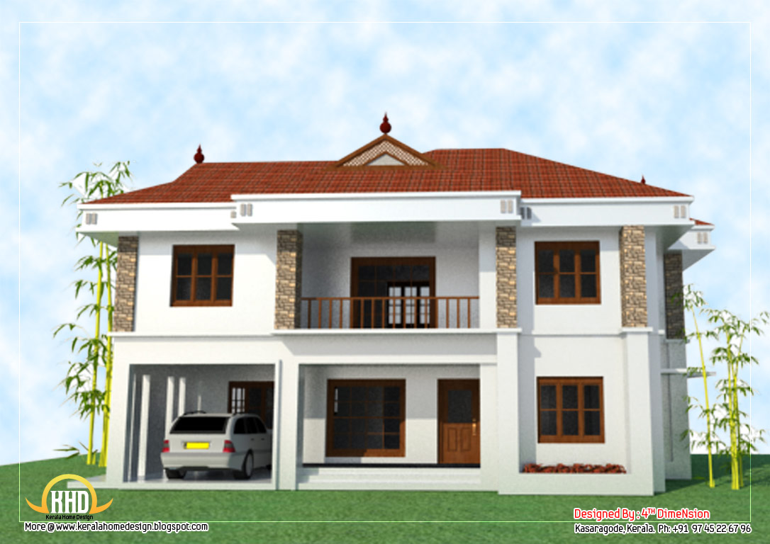  2  Story  house  elevation  2743 Sq Ft Kerala home  