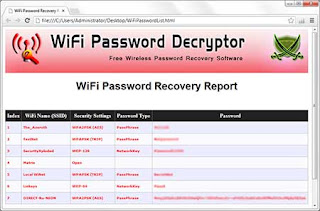  WiFi Password Decryptor version 1.0 - Free Wireless account password cracking Tool